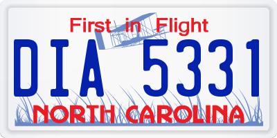NC license plate DIA5331