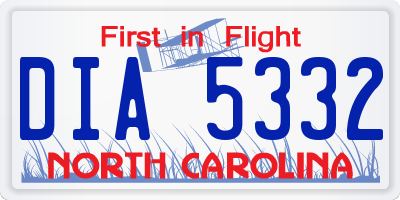 NC license plate DIA5332