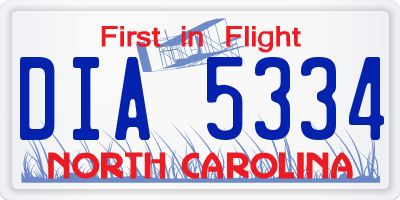 NC license plate DIA5334