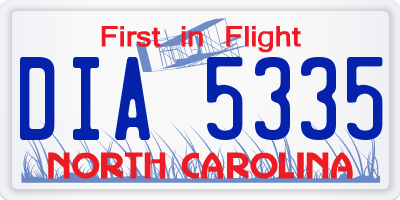 NC license plate DIA5335