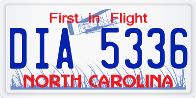 NC license plate DIA5336