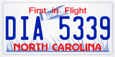 NC license plate DIA5339