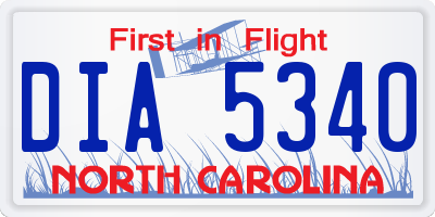 NC license plate DIA5340