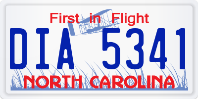 NC license plate DIA5341