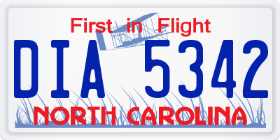 NC license plate DIA5342