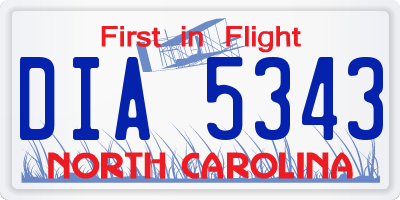 NC license plate DIA5343