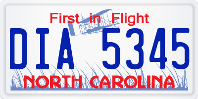 NC license plate DIA5345