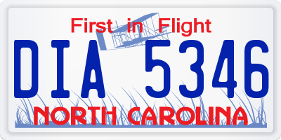 NC license plate DIA5346