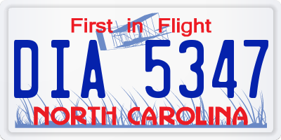 NC license plate DIA5347