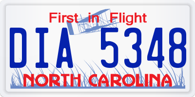 NC license plate DIA5348