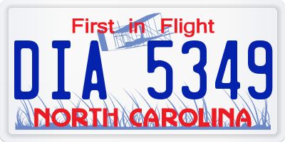 NC license plate DIA5349