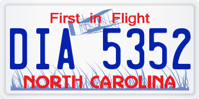 NC license plate DIA5352