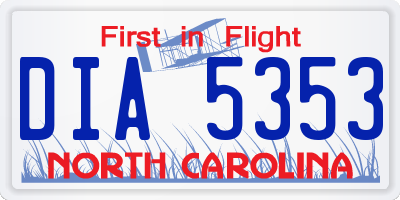 NC license plate DIA5353