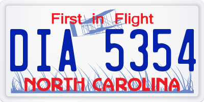NC license plate DIA5354