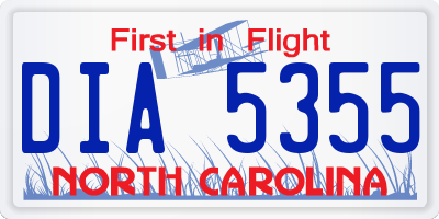 NC license plate DIA5355