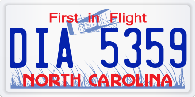 NC license plate DIA5359