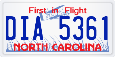 NC license plate DIA5361