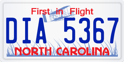 NC license plate DIA5367