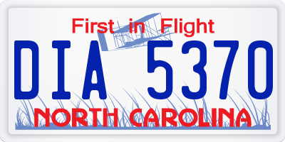 NC license plate DIA5370