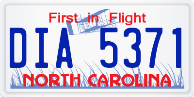 NC license plate DIA5371