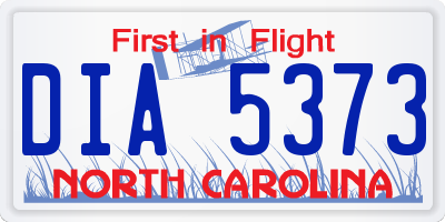 NC license plate DIA5373