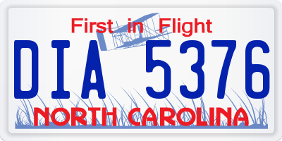 NC license plate DIA5376