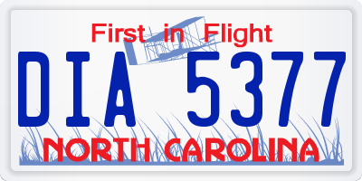 NC license plate DIA5377