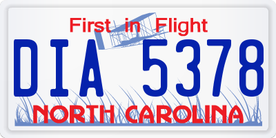 NC license plate DIA5378