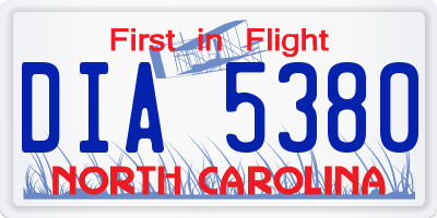 NC license plate DIA5380