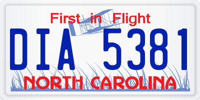 NC license plate DIA5381