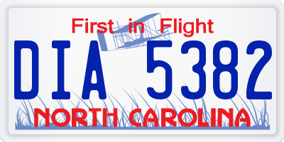 NC license plate DIA5382