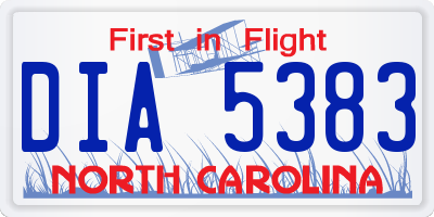 NC license plate DIA5383