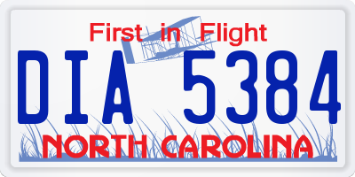 NC license plate DIA5384
