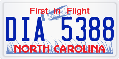 NC license plate DIA5388