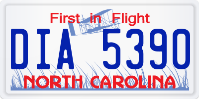 NC license plate DIA5390