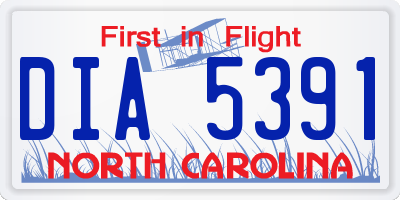 NC license plate DIA5391