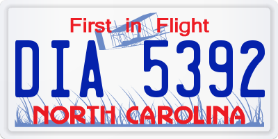 NC license plate DIA5392