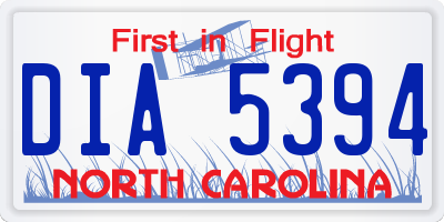 NC license plate DIA5394