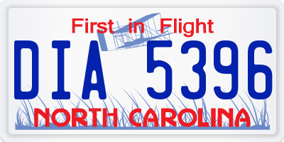 NC license plate DIA5396