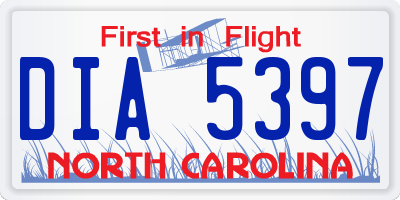NC license plate DIA5397