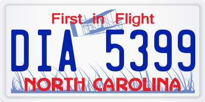 NC license plate DIA5399