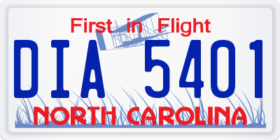 NC license plate DIA5401