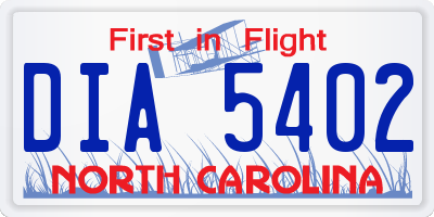 NC license plate DIA5402