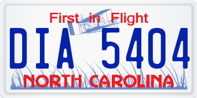 NC license plate DIA5404