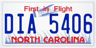 NC license plate DIA5406