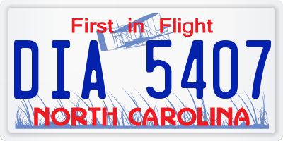 NC license plate DIA5407