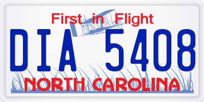 NC license plate DIA5408