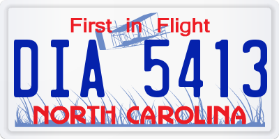 NC license plate DIA5413