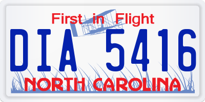 NC license plate DIA5416