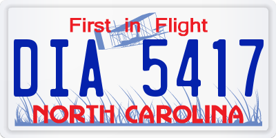 NC license plate DIA5417